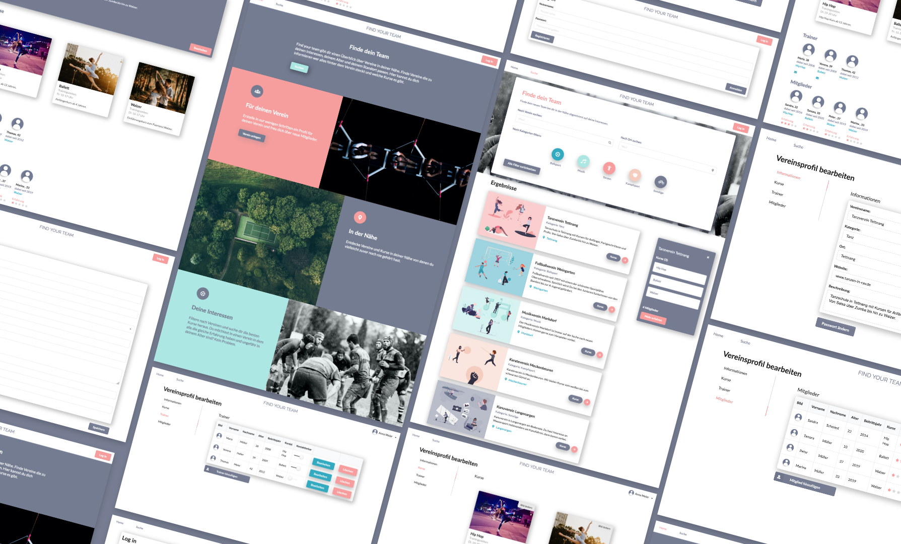 Screens - WebApp Find your team